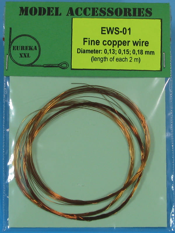 Ø 1.00mm EWS-10 Eureka XXL Fine Copper Wires Ø 0.95mm 2 wires, each 2m long