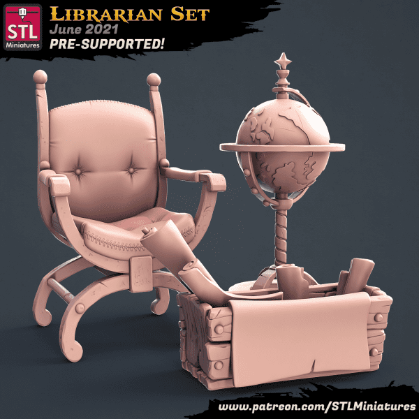 Librarian Globe + Maps + Chair